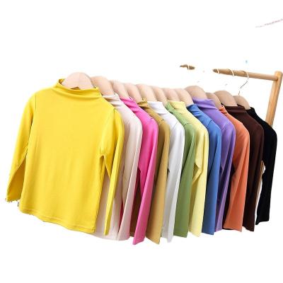 China New Breathable Male Autumn Solid Color Girls Girls High Stretch Tops Half Top Autumn Spring And Collar T-shirt P4483 for sale