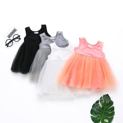 China Summer Baby Breathable Cotton Round Neck Vest Dress Girls Mesh Skirt New Korean Children Sleeveless Wear 1035 28 for sale