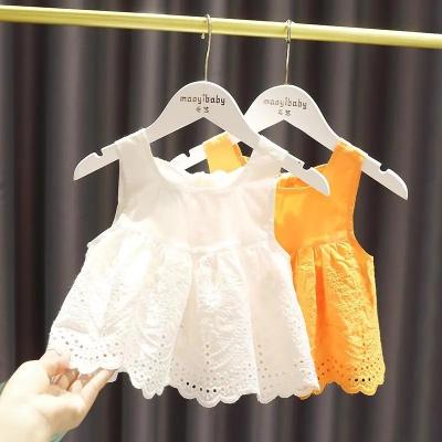 China Breathable Jacquard Vest Suspender New Baby Girl Dress Summer Girl Dress Baby Girl Top Dress P6224 for sale