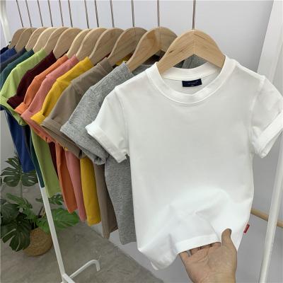 China Children's breathable pure color T-shirt boys summer cotton Korean short-sleeved girls bottoming shirt baby tops tide P4481 for sale