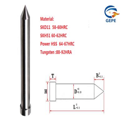 China 58-60HRC High Precision Punch Pins Sharp Pointed For Punching Mould for sale