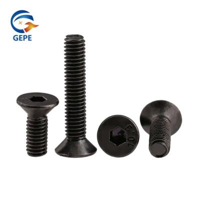 China DIN7991 Flat Head Hex Socket Screw Black Oxide Grade 10.9 Steel for sale