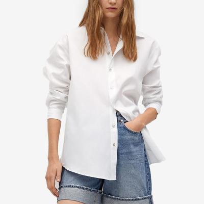 China 2021 Breathable Spring And Autumn Fashion Oversized 100% Cotton Shirt For Women for sale