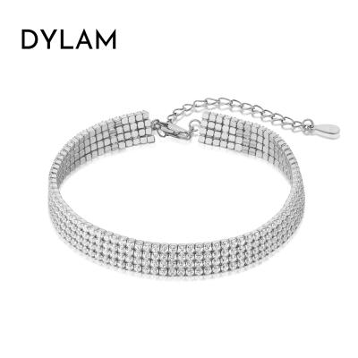 China Dylam Lead Free Nickel Free Charm White Silver 925 Diamond Stone Zircon Tennis Women Jewelry Bracelet Luxury Rhodium Plated Adjustable 5A Gold for sale