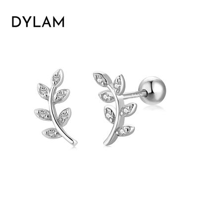 China Tiny Stud Earrings925 Sterling Silver 18K Mini Crystal Leaves Stud Earrings Gold Plated Rhinestone S925 Leaf from CLASSIC/OFFICE/TRENDY Dylam for sale