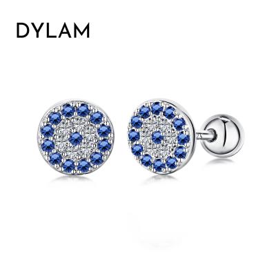 China 2021 Tiny Charm Tiny Charm Sterling Silver 18k Gold Jewelry Blue Stone CZ Nickel Free Lead Free Dylam Pave Silver Evil Eye Stud 925 Earrings for sale