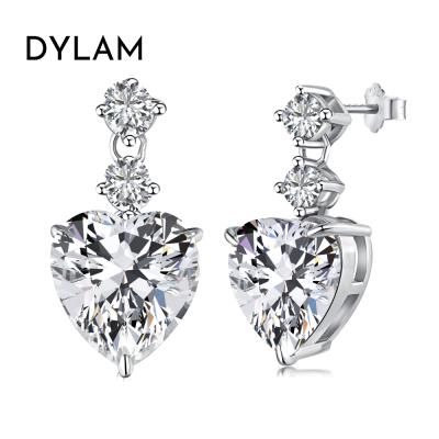 China CLASSIC/OFFICE/TRENDY Dylam 2022 Fashion Jewelry 5A Zircon S925 Sterling Silver Love Heart Earrings Wedding CZ Diamond Earring Women Gift for sale