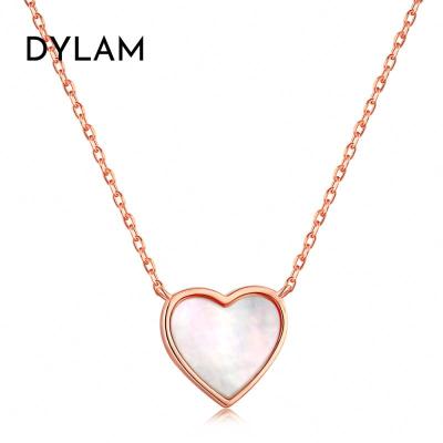 China Dylam 2019 New Style Romantic Infinity Anti Radiation Fashion White Shell Necklaces Silver Heart Pendant For Women for sale