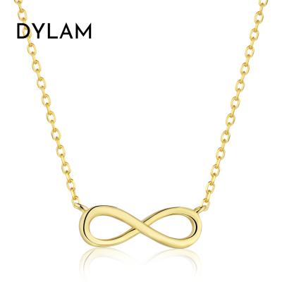 China Dylam Minilistic Lead Free Thin Nickel Free 18k Gold Plated Daily Infinity 8 Necklace Endless Love De Collar Real S925 Sterling Silver Jewelry for sale