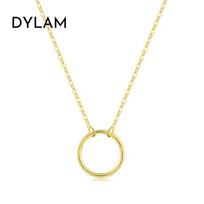 China Dylam Amazone Hotsale CLASSIC Gold Plated Circle Eternity Pendant Necklace 18K S925 Sterling Silver Dainty Simple Round For Women Girls for sale