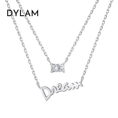 China Dylam CLASSIC dreamy 5A letter zircon pendant sterling silver gold plated diy jewelry necklace women colorful zirconia necklace S925 for sale