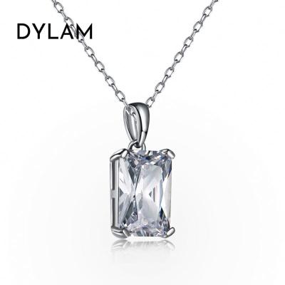 China Factory Price 2021 925 Sterling Silver Jewelry Rhodium Plated 5A Rectangle Brilliant Stone CLASSIC Sterling Silver Dylam Baguette Necklace for sale