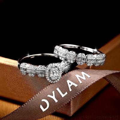 China Dylam TRENDY 2022 Luxurious Custom Rings 5A CZ 925 Sterling Silver Stacking Wedding Baguette Top End Jewelry Maker for sale