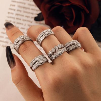 China Newest Dylam 2022 Collection Rhodium-plating 925 Baguette High End Sterling Silver Infinite Elements Zirconia Halo Ring TRENDY for sale