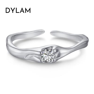 China Dylam Fashionable Unique Design Silver Open Zircon 925 5a Size Gold Plated Ring For Gift for sale