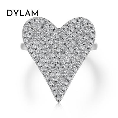 China CLASSIC Dylam Heart Shape Ins Luxury Trendy Gold Plated Women's Stone Diamond Zircon Sterling Silver 925 Adjustable Ring for sale