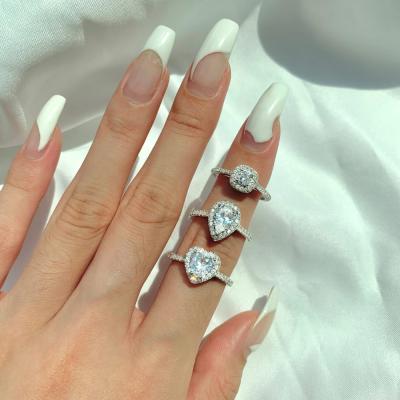 China FASHIONABLE Classic Dylam AAAAA Zircon Rhodium Plated Big Stone Cocktail Party Band Sets Bridal Engagement Wedding Ring for sale