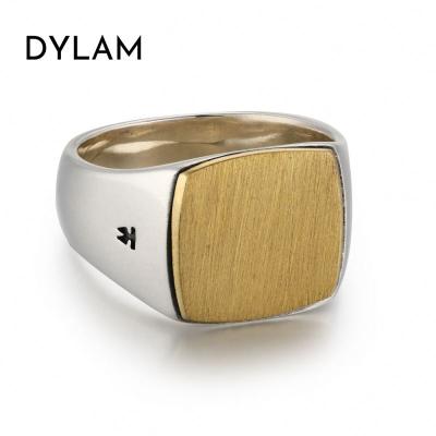 China Dylam CLASSIC Men's Vintage Rings Set Sterling Plain 18K Classic Simple Gold Plated Enamel Silver Pinkish Silver Ring For Men for sale