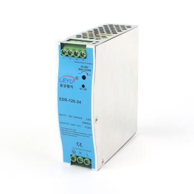 China Leyu factory easy to install EDR-120W 12V 24V DIN rail power supply for machinery equipment for sale