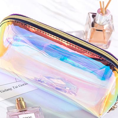 China Durable Hot Sale Transparent Waterproof Clear Laser Clear Waterproof PVC Holographic Travel Makeup Storage Bag TPU Holographic Cosmetic Bag for sale