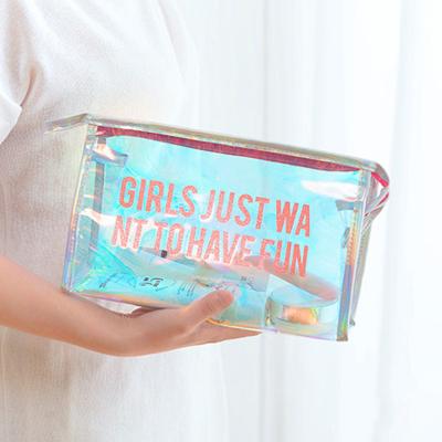 China Wholesale Custom Clear Custom Logo Durable PVC Cosmetic Bag Plastic Travel Glitter Makeup Bag for sale