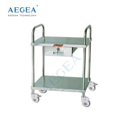 China AG-SS042C metal frame two layers hospital medical steel emergency trolley for sale