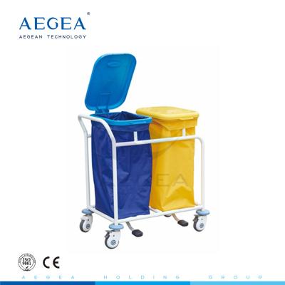 China AG-SS019B movable stainless steel linen patient room cleaning cart hospital laundry trolley for sale