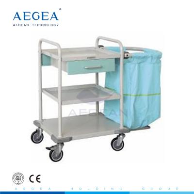 China AG-SS017 Powder coating steel patient ward room linen cleaning mobile medical supply carts for sale