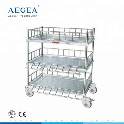 China AG-SS054 Three shelves operating room mobile hospital instrument used stainless steel trolley price for sale