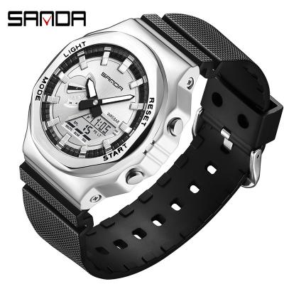 China Brand New Sanda 3167 Automatic Date Ooctagonal Oak Hand Top Multifunctional Lamp Men's Live Broadcast Popular Steel Heart Waterproof Alarm Clock for sale