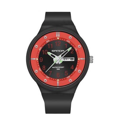 China New Design Sanda 9012 Day/Date 2023 Reloj For Men Fashion TPU Strap Water Resistant Soft Outdoor Sports Calendar Wrist Watch for sale