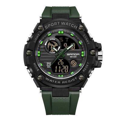 China New Arrival Sanda 3196 Alarm Model 2023 Outdoor Sports Chronograph Hand Clock Electronic Analog-Digital Motion Watch for sale