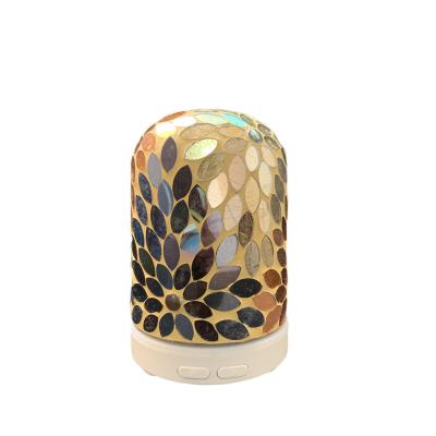 China Hotel Gold Mosaic Ceramic Aroma Diffuser With LED Light Porcelain Humidifier Fragrance Essential Oil Diffuser for sale