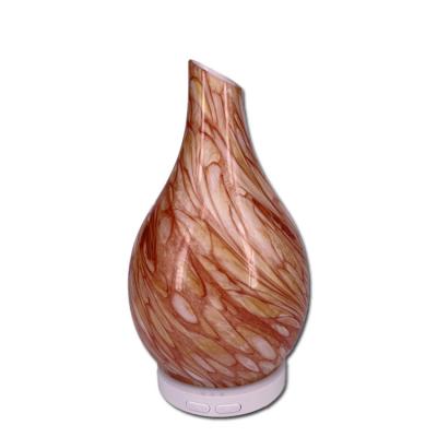 China 100ML Hotel Glass Ultrasonic Aro Vase Diffuser Matherapy Essential Oil Diffuser With LED Intermittent Setting Warm Colorful Light for sale