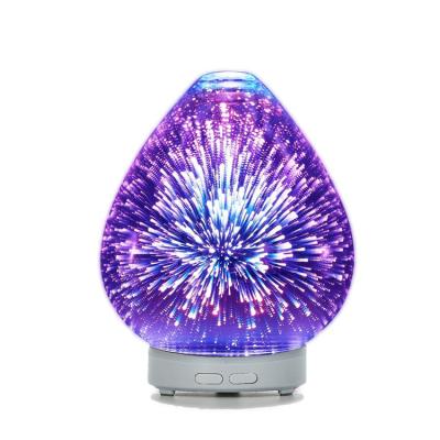 China Aromatherapy Glass Aroma Diffuser Variable Colors LED 3D Firework Light USB LED Diffuser Ultrasonic Humidifier for sale