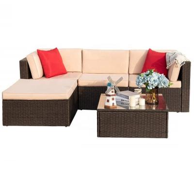 China Stable Durable Balcony Bed Arms Wicker Modern Sectional Outdoor Aluminum Rattan Corner Patio Garden Lounge Waiting Room Sofa for sale