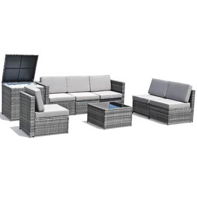 China Durable Stable Patio / Garden Modular Furniture Wicker Sectional Outside Rattan 8pcs Outdoor Corner Sofa Set for sale