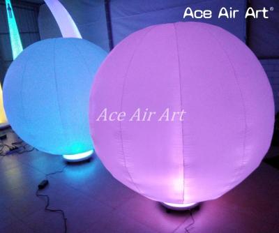 China Portable And Recycling 1.5m Diameter Outdoor Advertising Custom Lighting Round Inflatable Led Balloon For Event Party for sale