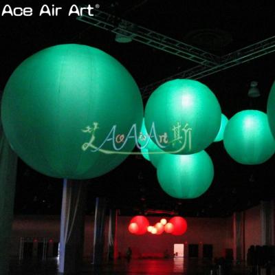 China Portable and Reuse 1.2m Diameter Inflatable Balloon Customized Color Green/Red/Yellow Hanging Decor with White LED Lights for Decoration for sale