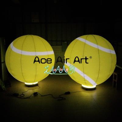 China Custom portable and reuse 1.5m diameter yellow inflatable tennis led light model with free base for sport advertising for sale