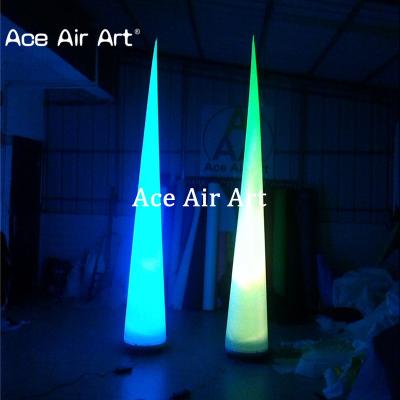 China Portable and Reusable 2.5m H or Customize Inflatable Cone Upright Pillars with Colorful LED for Party Decoration for sale