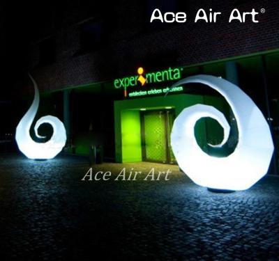 China White Lighted Inflatable Spiral Portable And Reuse Event Shell With Fan And Base Spotlight For Street Decoration for sale