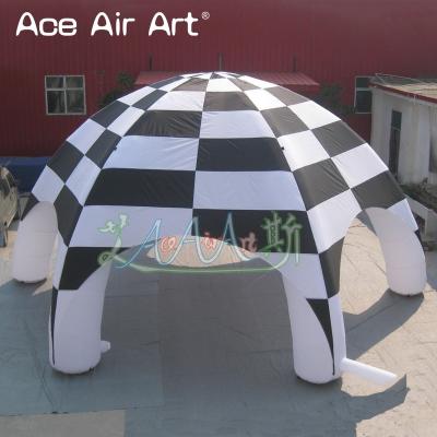 China Black And White Portable 6m Diagonal Inflatable Spider Tent Pop Up Car Cover Dome Pavilions Tent With Blower For Advertising for sale