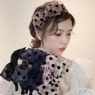 China Hot Sale Silk Fashion Elegant Polka Dot Bow Headband For Women for sale