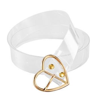 China ALLOY Heart Circle Buckle with Ladies Adjustable Women's Transparent Plastic Waist Belt for sale