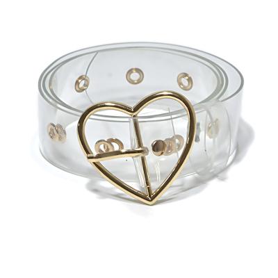 China ALLOY 2020 Fashion Square Buckle Circle Women Ladies Heart Plastic Transparent Waist Belt for sale