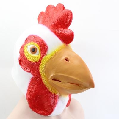 China 100% Natural Latex Face Animal Head Masks Funny Latex Rooster Costume Cosplay Mask For Party for sale