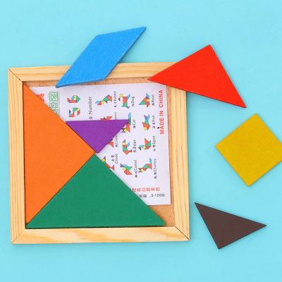 China 100% Eco-Friendly Wholesale Cheap High Quality Wood Puzzles Tangram Seven Piece Jigsaw Puzzle for sale