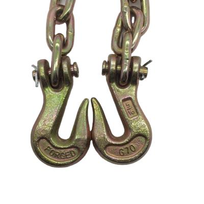 China G80 Zinc Hoist Chain Yellow Chain With Clevis Grab Hook Or Eye Grab Hook for sale