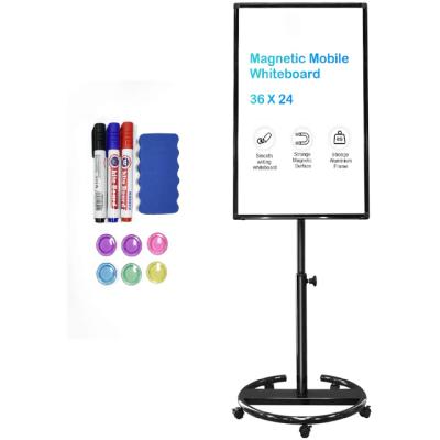 China Mobile Magnetic Whiteboard Whiteboard 36x24 Thumb Standing Dry Erase Board Easel Whiteboard Black With Flipchart Paper Easel for sale